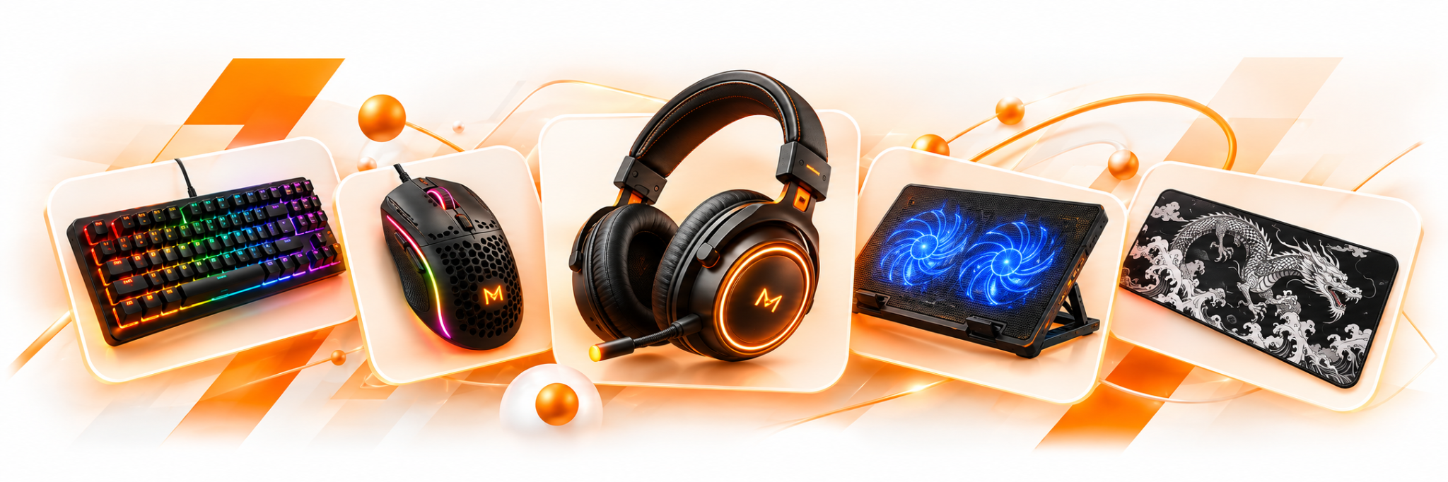 Teclado, mouse, headset, base refrigerada e mouse pad